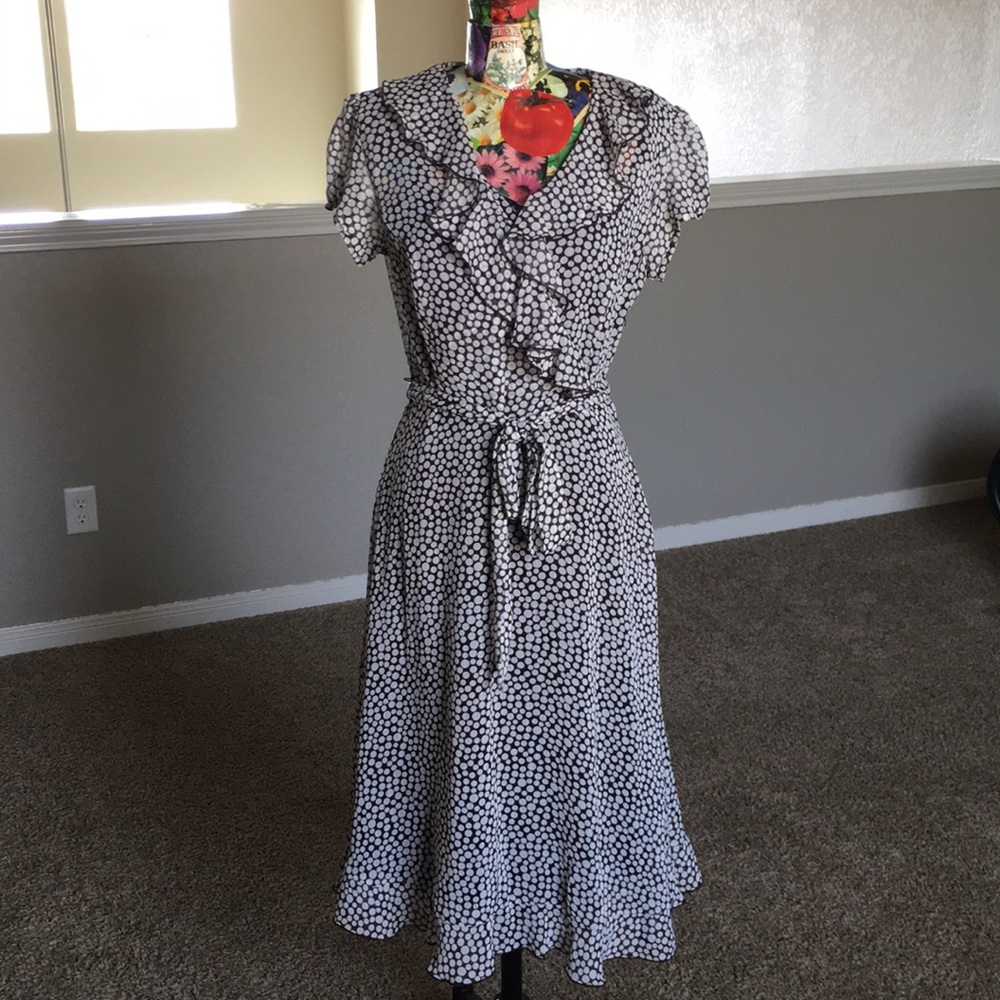Brown and white polka dotted MSK dress